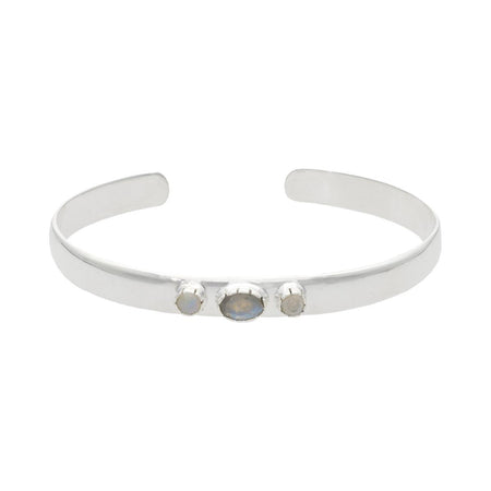 Pulsera "Agra" silver piedra de la luna y labradorita - KARVIK JOYAS