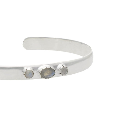 Pulsera "Agra" silver piedra de la luna y labradorita - KARVIK JOYAS