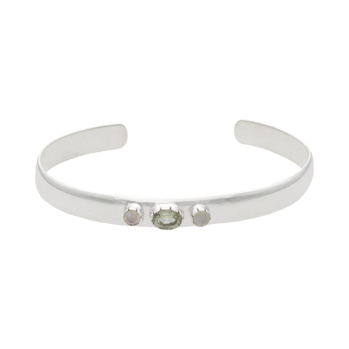 Pulsera "Agra" silver piedra de la luna y peridoto - KARVIK JOYAS