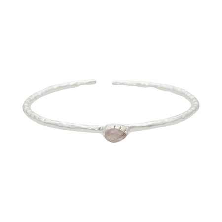 Pulsera "Delhi" Silver cuarzo rosado - KARVIK JOYAS